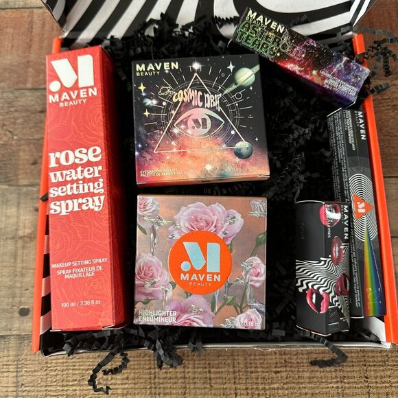 Maven Beauty Makeup Gift Box Set Rose Water Setting Spray & Cosmic Drip Palette - Picture 2 of 13